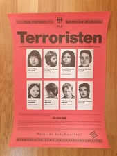 Original Fahndungsplakat  RAF / Gesuchte RAF-Terroristen, BKA, Juli 1990