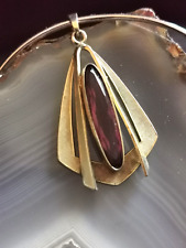 Anhänger Gold Double  Farbstein amethystfarben 45x30mm A*D Andreas Daub vintage