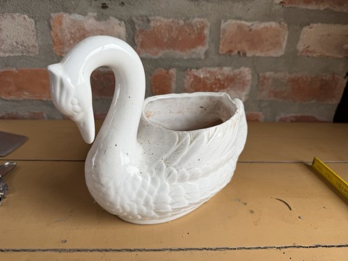 Keramik schwan weiß übertopf - keramik,
