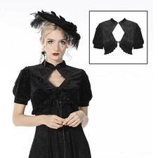 DARK IN LOVE Gothic Schulter-Jäckchen Velvet Bolero Jacket Schwarz Samt Edel