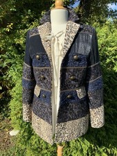 Damenjacke - Blazer 38 Blau /animal Print/Samt / WHITE LABEL Neu m.Etikett 