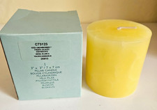 Partylite Eisfrüchte Pillar-Kerze  gelb 7 x 7 cm Krakelee Optik Neu