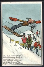 Künstler-AK Szene beim Ski-Springen 