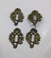 4x 18. Jh. Antik Messing Rosette Schlüsselloch Abdeckung Schloss Tür Schrank