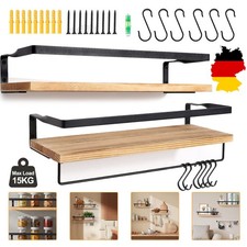 2x Küchenregal Wandregal Holz Hängeregal Badregal Bücherregal Gewürzregal Regal