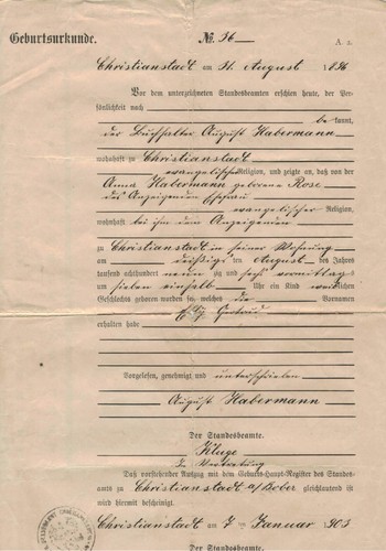 Historische geburtsurkunde aus - geburtsurkunde,