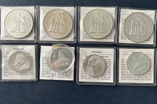 8xfrankreich silbermünzen lot - silbermünzen,