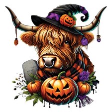 3x Halloween Highland cow car