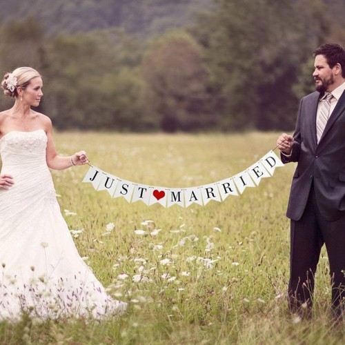 Just married girlande banner - married,