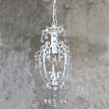 Vintage Hängelampe Antik Creme Weiß Landhaus Hängeleuchte Shabby Pendelleuchte 