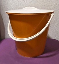 DDR PNEUMANT WINDELEIMER ABFALLEIMER mit DECKEL ORANGE/ WEIß VINTAGE OSTALGIE