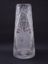 XL Glas Vase Schliffdekor Praha Prag Vintage - 35,7 cm - 4 kg- Souvenir Andenken