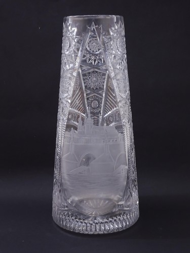 Glas vase schliffdekor - glas,