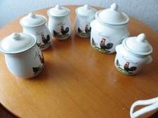 Küche 6  Vorratsbehälter mit Deckel aus  Keramik mit Hahn und Henne