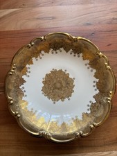 Lindner Küps Bavaria D 33 cm Hand-Decorated Gold Porcelain Plate Vintage