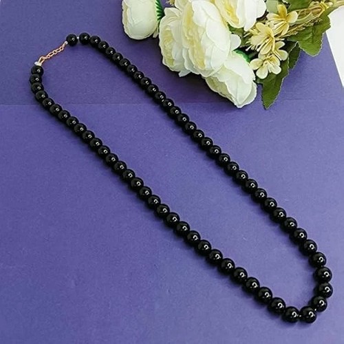 Runde schwarze perle mala - 8,