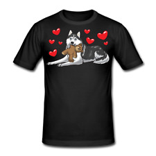 Siberian Husky T-Shirt Hund mit Kuscheltier Hundefan Geschenk