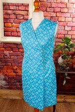 Vintage 60er Kleid Wickelkleid türkis Etuikleid Rockabella 42