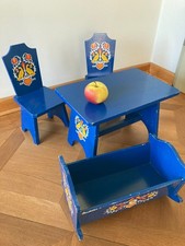 HABA große Vintage Puppenmöbel Wiege, Tisch, Stühle ca. 1970