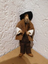 Krippenfigur Hirte 16 cm hoch  Lang sel. Erben Oberammergau bekleidet beweglich