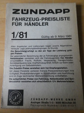 original ZÜNDAPP  PREISLISTE