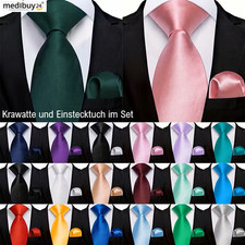 Herren Krawatte & Einstecktuch fein Kavalierstuch glanz modern festlich Tie Set