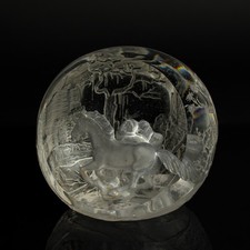 Glas Kugel Uttendorf KRISTIAN KLEPSCH galoppierendes PFERD Waldlandschaft