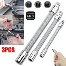 3-tlg. Flexibel Stecknuss Verlängerung 1/4" + 3/8" + 1/2" Zoll Biegbar Biegsam