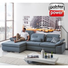 polsterpower Ledersofa - blau