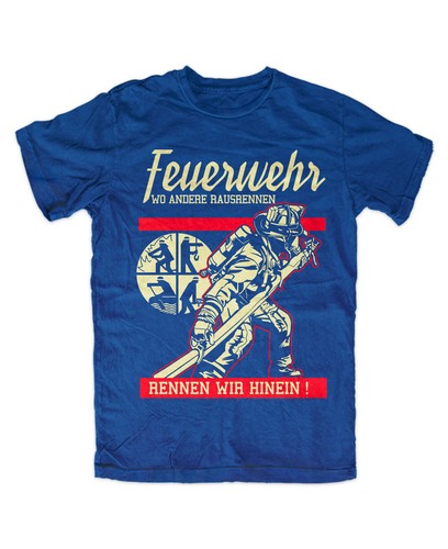 Feuerwehr shirt blau - m4,