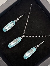 Luxus Schmuckset Silber Kette mit Swarovski® Kristall Element Damen Geschenk Neu