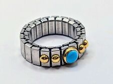 Vintage NOMINATION Ring Edelstahl 18 Karat Gold Türkis Größenverstellbar Nr:1628