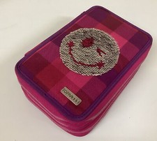 Mäppchen TopModel Lila Pink Federtasche Smily Pailetten 3 Reißverschlüsse