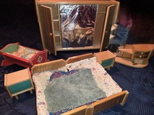 Puppenstubenmöbel Schlafzimmer, Vintage 50er Jahre