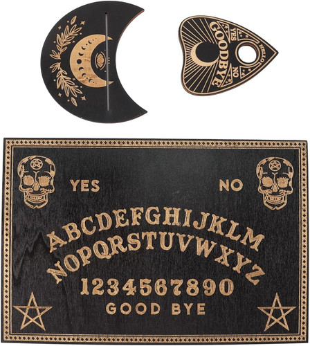 Ouija brett set aus holz - ouija-brett-set,