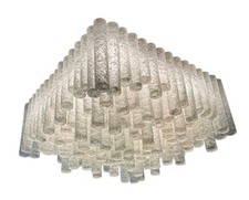 60er 70er Jahre Kronleuchter Deckenlampe von Doria Leuchten Germany Ice Glas