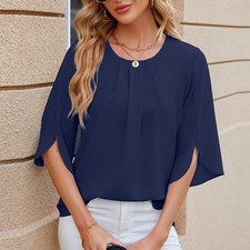 Einfarbiges Chiffon Shirt für