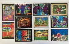 11 farbige Kunst-Karten von Hundertwasser - Sehr guter Zustand