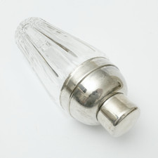 Cocktail Shaker Glas versilbert Kristallglas Facetten geschliffen
