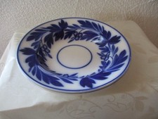 OPAQUE DE SARREGUEMINES UTZSCHNEIDER 2  SUPPENTELLER BLAUER DEKOR JUGENDSTIL