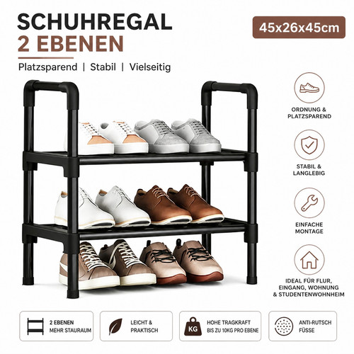 Schuhregal ebenen schwarz - schuhregal, 2