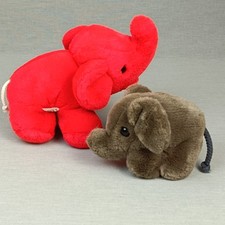 Elefant VINTAGE ❤️ Stofftier Kuscheltier Plüschtier ca 15cm / 20cm Rot Grau