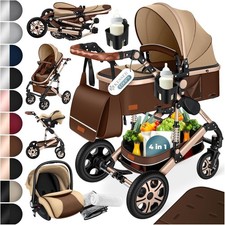 KESSER® Loops 4 in 1 Kinderwagen Kombikinderwagen Komplett-Set, Braun/Champagne
