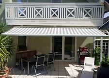 Elektrische Kassettenmarkise Markise Vollkassette 5x3m mit Motor 500cm Grau/Weiß