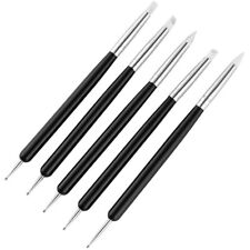 5 Silikon Pinsel Dotting Tool Set Nailart Plastilin Modellage Pigment Schwarz