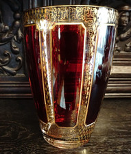 Art Deco Steiner & Vogel Antike Venezia rot Kristallglas Vase