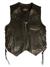 Harley Davidson motorcycle Lederweste Kutte Mit Fransen Large Made In USA
