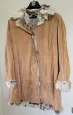 Wildledermantel Gr.42 - beige - mit Kaninchenfell - NEU
