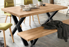 Esstisch Faaborg Kernbuche Massiv 160x100cm Metallfüße X-Gestell Schwarz