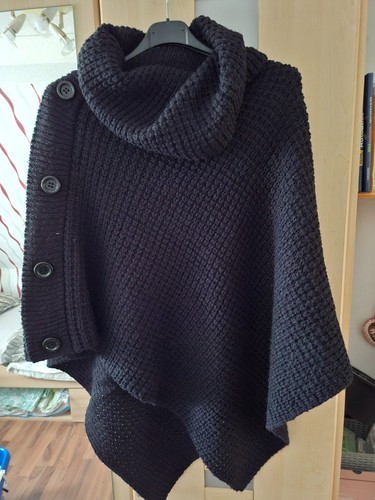 Damen poncho schwarz grob - poncho,